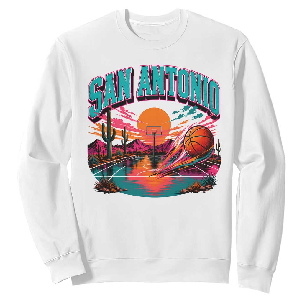 Game Day San Antonio Pride Sweatshirt Retro Western Pink Neon TS12 White Print Your Wear