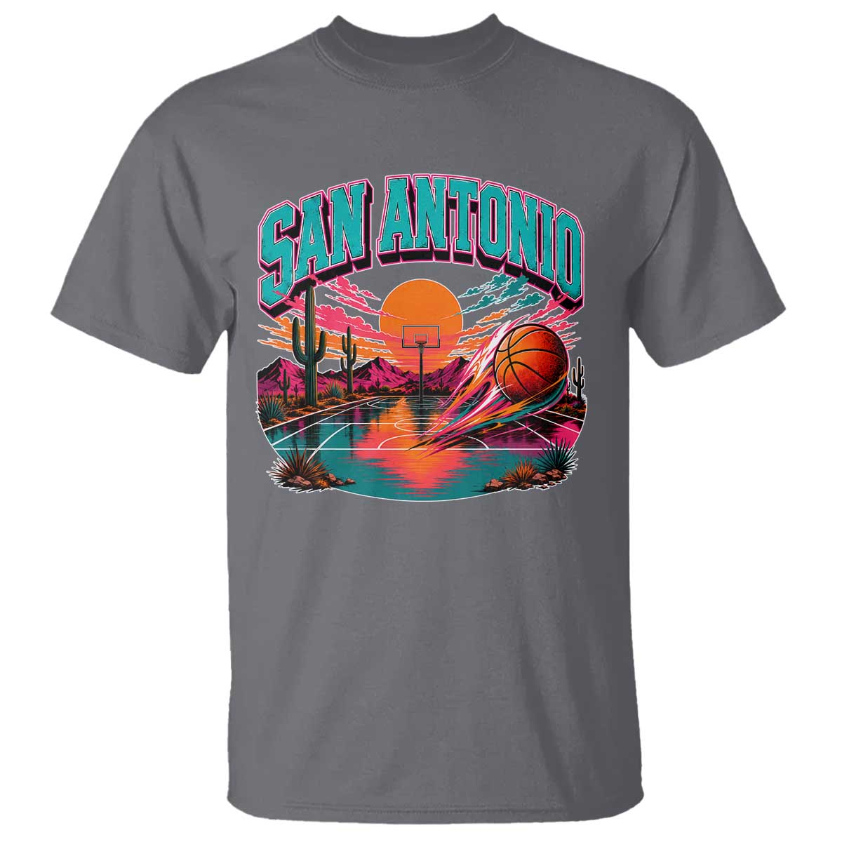 Game Day San Antonio Pride T Shirt Retro Western Pink Neon TS12 Charcoal Print Your Wear