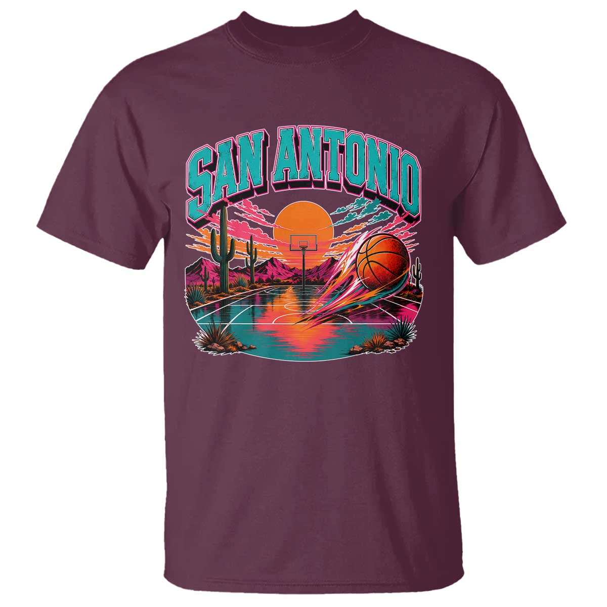 Game Day San Antonio Pride T Shirt Retro Western Pink Neon TS12 Maroon Print Your Wear