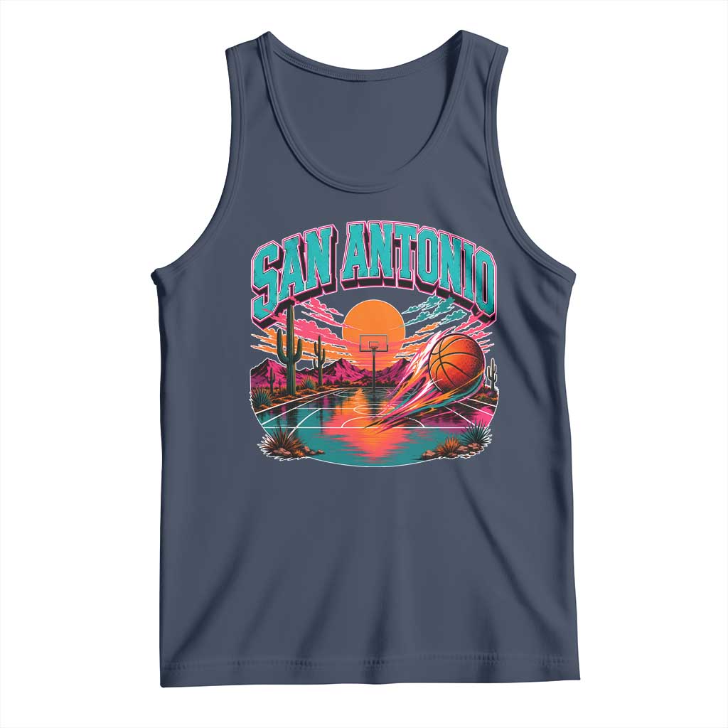 Game Day San Antonio Pride Tank Top Retro Western Pink Neon TS12 Navy Print Your Wear