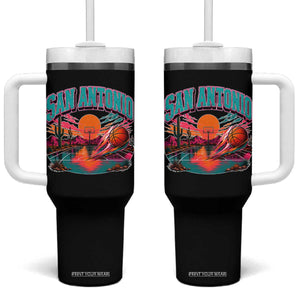 Game Day San Antonio Pride Tumbler With Handle Retro Western Pink Neon TS12 One Size: 40 oz Black Print Your Wear