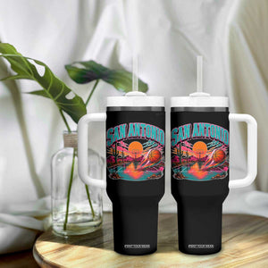 Game Day San Antonio Pride Tumbler With Handle Retro Western Pink Neon TS12 Print Your Wear