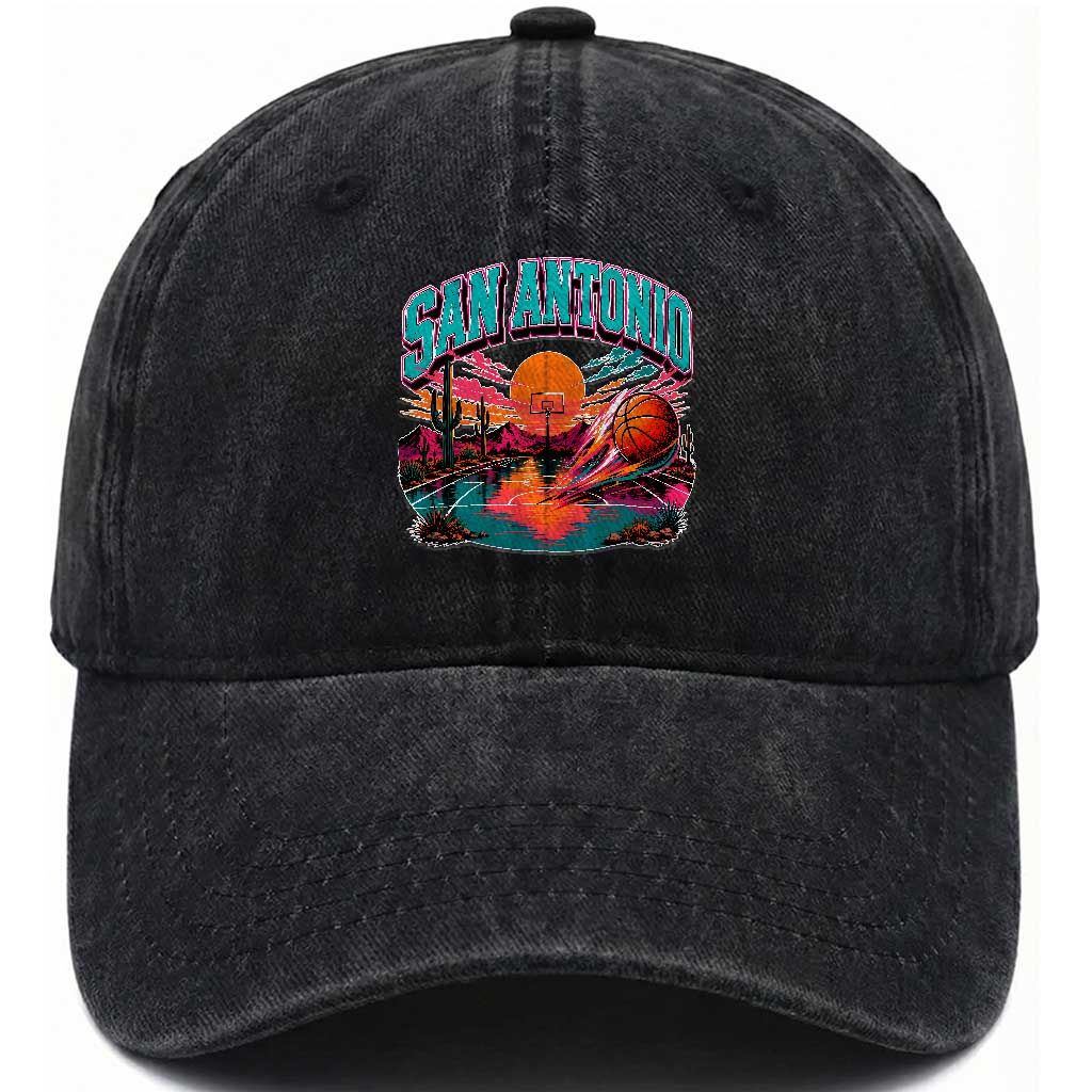 Game Day San Antonio Pride Washed Cotton Baseball Cap Retro Western Pink Neon TS12 Print Your Wear