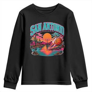 Game Day San Antonio Pride Youth Sweatshirt Retro Western Pink Neon TS12 Black Print Your Wear
