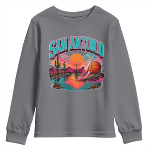 Game Day San Antonio Pride Youth Sweatshirt Retro Western Pink Neon TS12 Charcoal Print Your Wear