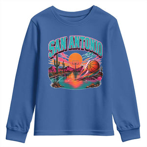 Game Day San Antonio Pride Youth Sweatshirt Retro Western Pink Neon TS12 Royal Blue Print Your Wear