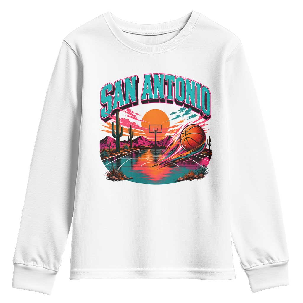Game Day San Antonio Pride Youth Sweatshirt Retro Western Pink Neon TS12 White Print Your Wear