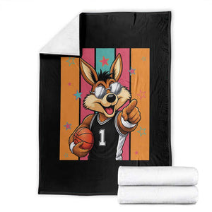 Funny Coyote Playing Basketball Throw Blanket Hoops Fan Gift TS12 Black Print Your Wear