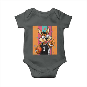Funny Coyote Playing Basketball Baby Onesie Hoops Fan Gift TS12 Dark Heather Print Your Wear
