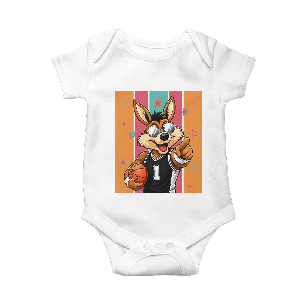 Funny Coyote Playing Basketball Baby Onesie Hoops Fan Gift TS12 White Print Your Wear