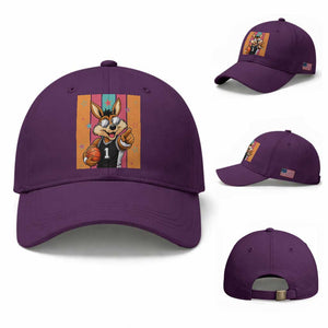 Funny Coyote Playing Basketball Baseball Cap Hoops Fan Gift TS12 Baseball Cap Universal Fit Purple Print Your Wear