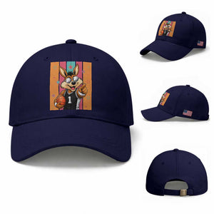 Funny Coyote Playing Basketball Baseball Cap Hoops Fan Gift TS12 Baseball Cap Universal Fit Dark Blue Print Your Wear