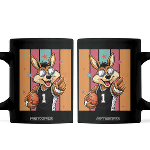 Funny Coyote Playing Basketball Coffee Mug Hoops Fan Gift TS12 Black Print Your Wear