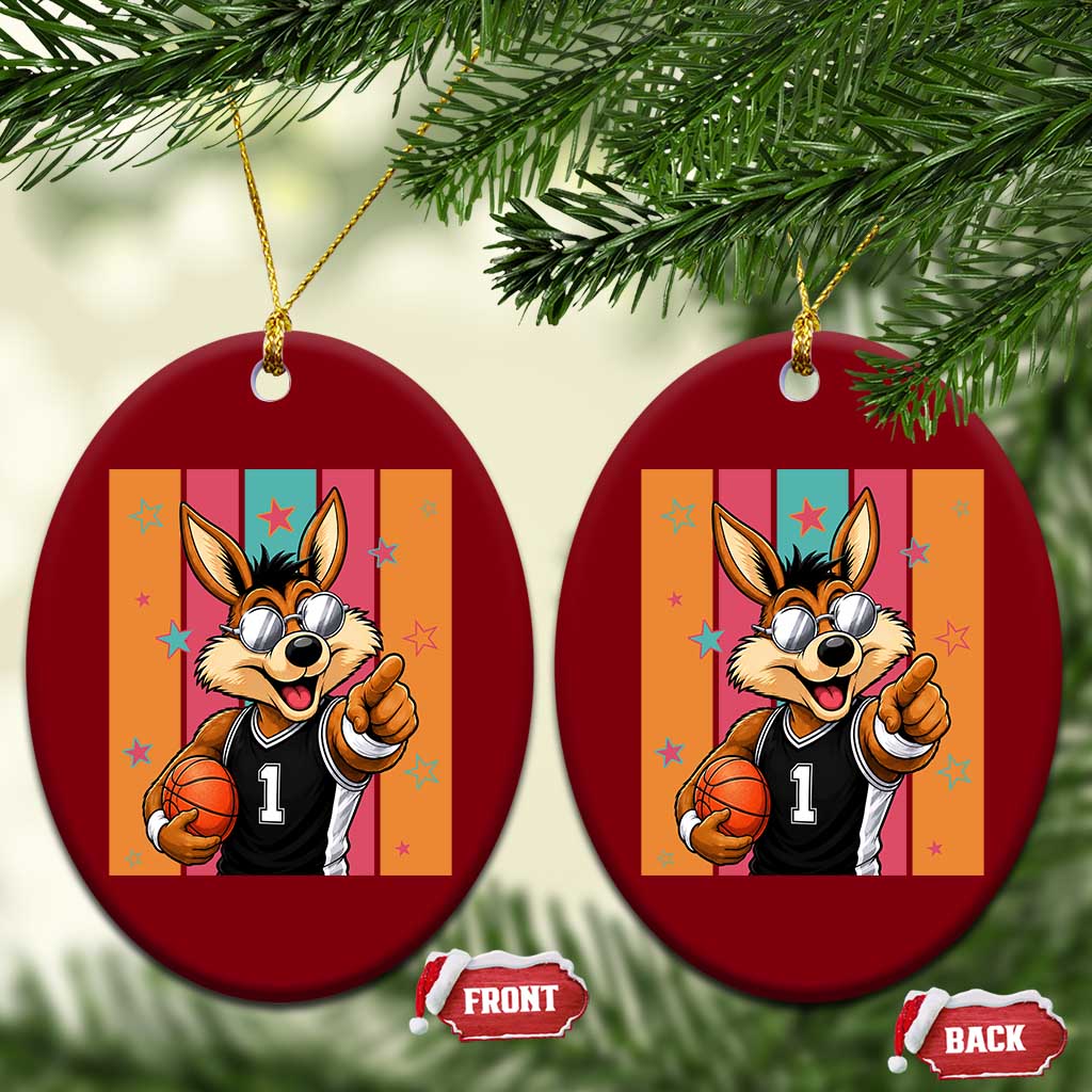 Funny Coyote Playing Basketball Ceramic Ornament Hoops Fan Gift TS12 Print Your Wear