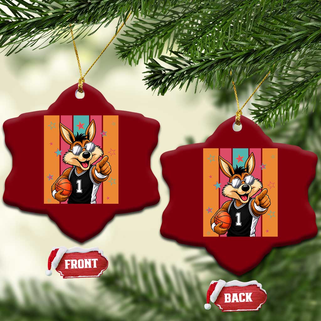 Funny Coyote Playing Basketball Ceramic Ornament Hoops Fan Gift TS12 Print Your Wear