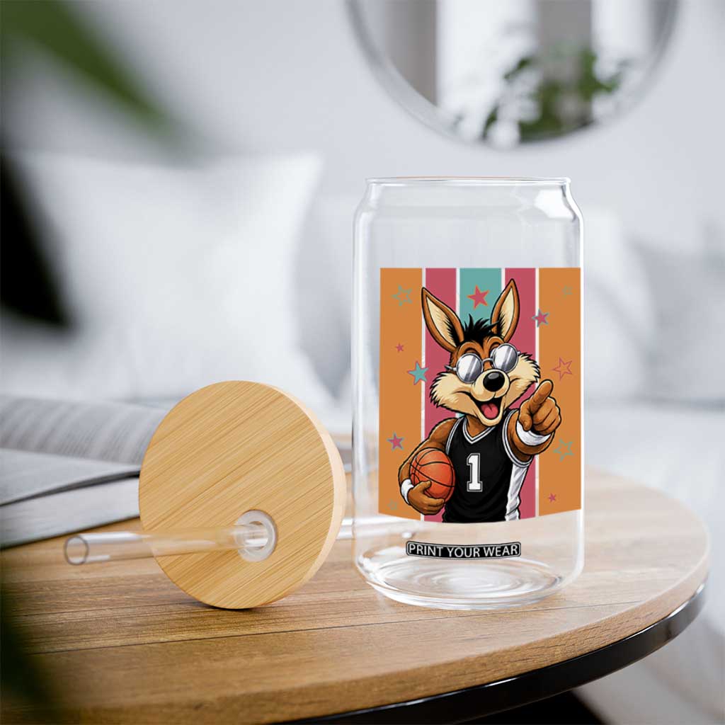 Funny Coyote Playing Basketball Glass Can Hoops Fan Gift TS12 Print Your Wear