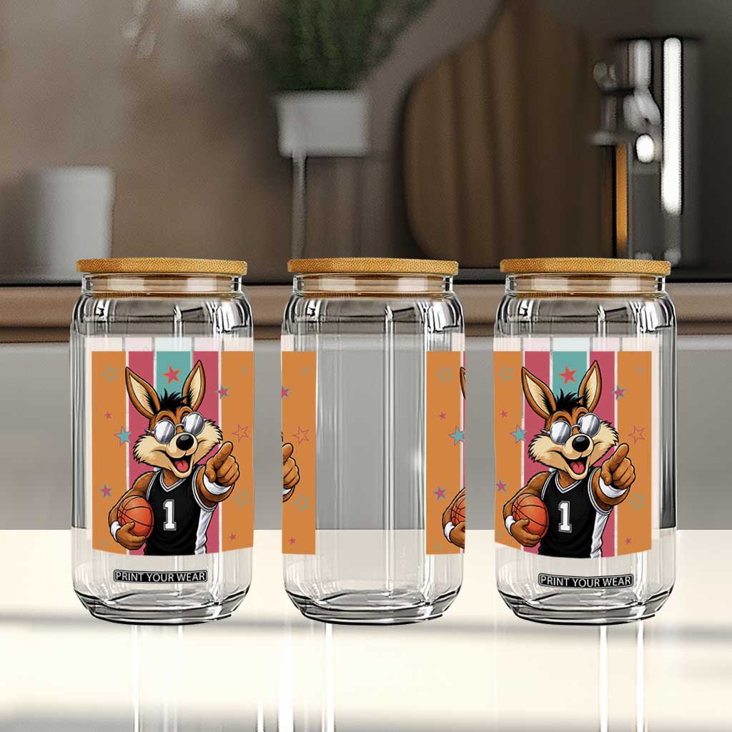 Funny Coyote Playing Basketball Glass Can Hoops Fan Gift TS12 Print Your Wear