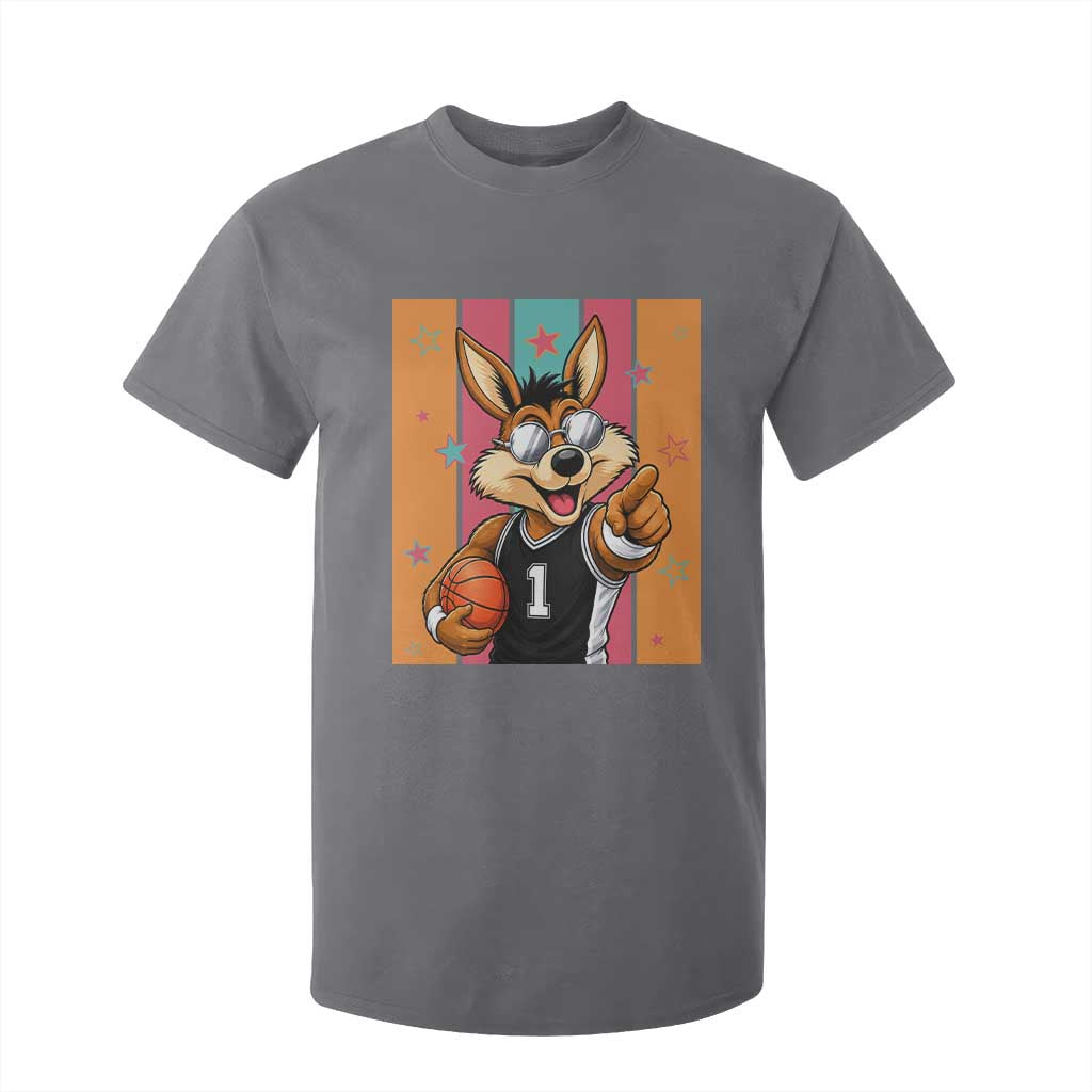 Funny Coyote Playing Basketball T Shirt For Kid Hoops Fan Gift TS12 Charcoal Print Your Wear