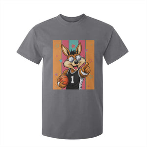 Funny Coyote Playing Basketball T Shirt For Kid Hoops Fan Gift TS12 Charcoal Print Your Wear