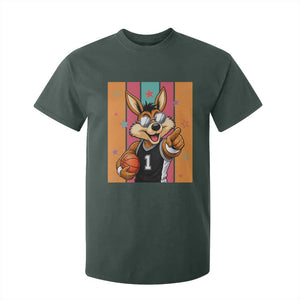 Funny Coyote Playing Basketball T Shirt For Kid Hoops Fan Gift TS12 Dark Forest Green Print Your Wear