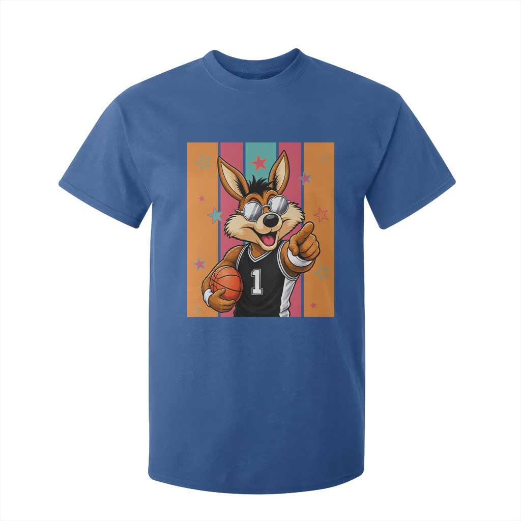 Funny Coyote Playing Basketball T Shirt For Kid Hoops Fan Gift TS12 Royal Blue Print Your Wear