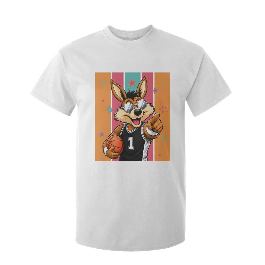 Funny Coyote Playing Basketball T Shirt For Kid Hoops Fan Gift TS12 White Print Your Wear