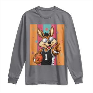Funny Coyote Playing Basketball Long Sleeve Shirt Hoops Fan Gift TS12 Charcoal Print Your Wear