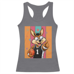 Funny Coyote Playing Basketball Racerback Tank Top Hoops Fan Gift TS12 Charcoal Print Your Wear