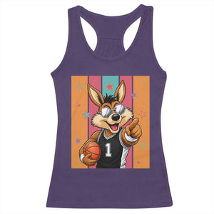 Funny Coyote Playing Basketball Racerback Tank Top Hoops Fan Gift TS12 Purple Print Your Wear