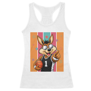 Funny Coyote Playing Basketball Racerback Tank Top Hoops Fan Gift TS12 White Print Your Wear