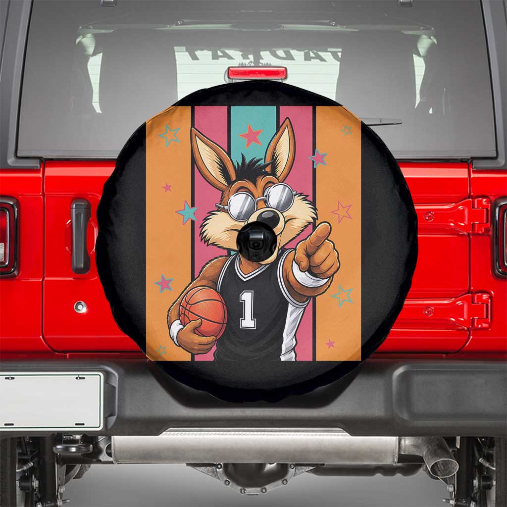 Funny Coyote Playing Basketball Spare Tire Cover Hoops Fan Gift TS12 Black Print Your Wear