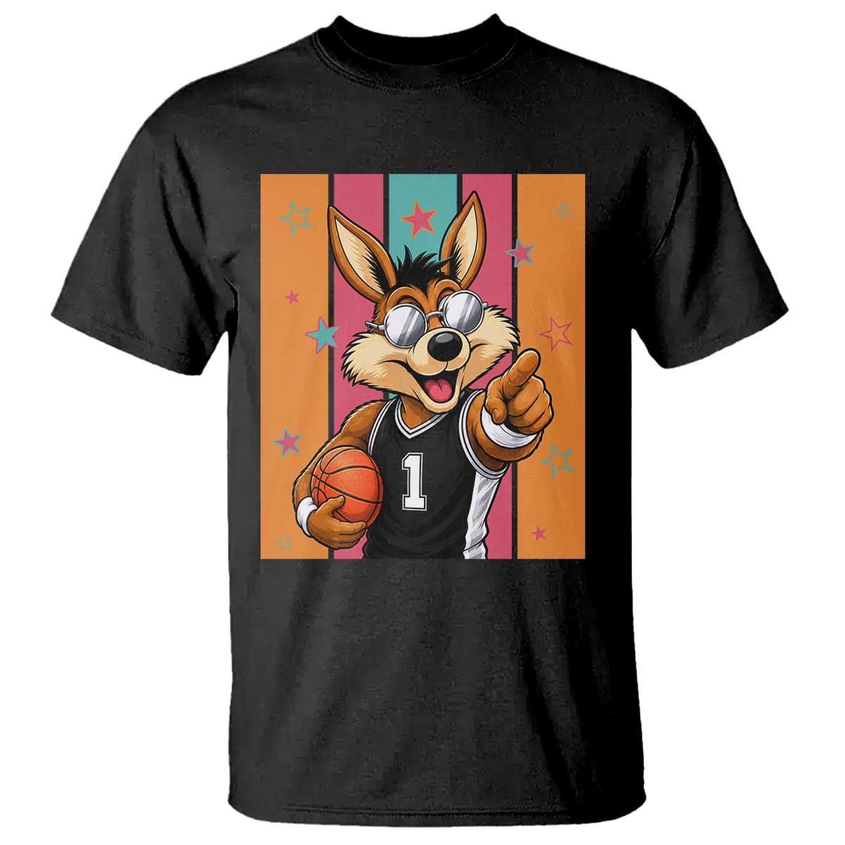Funny Coyote Playing Basketball T Shirt Hoops Fan Gift TS12 Black Print Your Wear