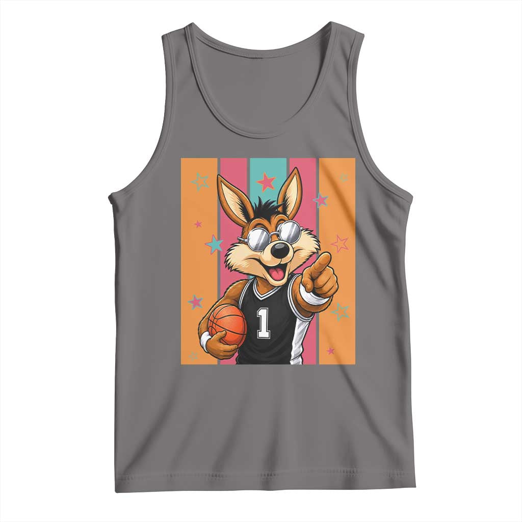 Funny Coyote Playing Basketball Tank Top Hoops Fan Gift TS12 Deep Heather Print Your Wear