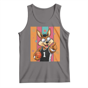 Funny Coyote Playing Basketball Tank Top Hoops Fan Gift TS12 Deep Heather Print Your Wear