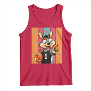 Funny Coyote Playing Basketball Tank Top Hoops Fan Gift TS12 Red Print Your Wear