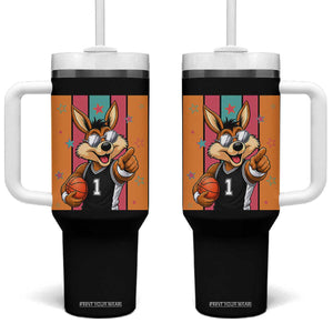 Funny Coyote Playing Basketball Tumbler With Handle Hoops Fan Gift TS12 One Size: 40 oz Black Print Your Wear
