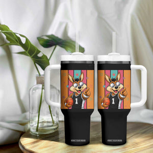 Funny Coyote Playing Basketball Tumbler With Handle Hoops Fan Gift TS12 Print Your Wear