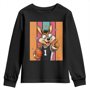 Funny Coyote Playing Basketball Youth Sweatshirt Hoops Fan Gift TS12 Black Print Your Wear