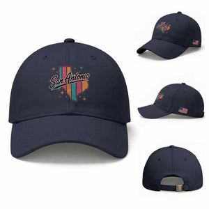 San Antonio Game Day Spirit Baseball Cap Texas Map Pride TS12 Baseball Cap Universal Fit Navy Print Your Wear