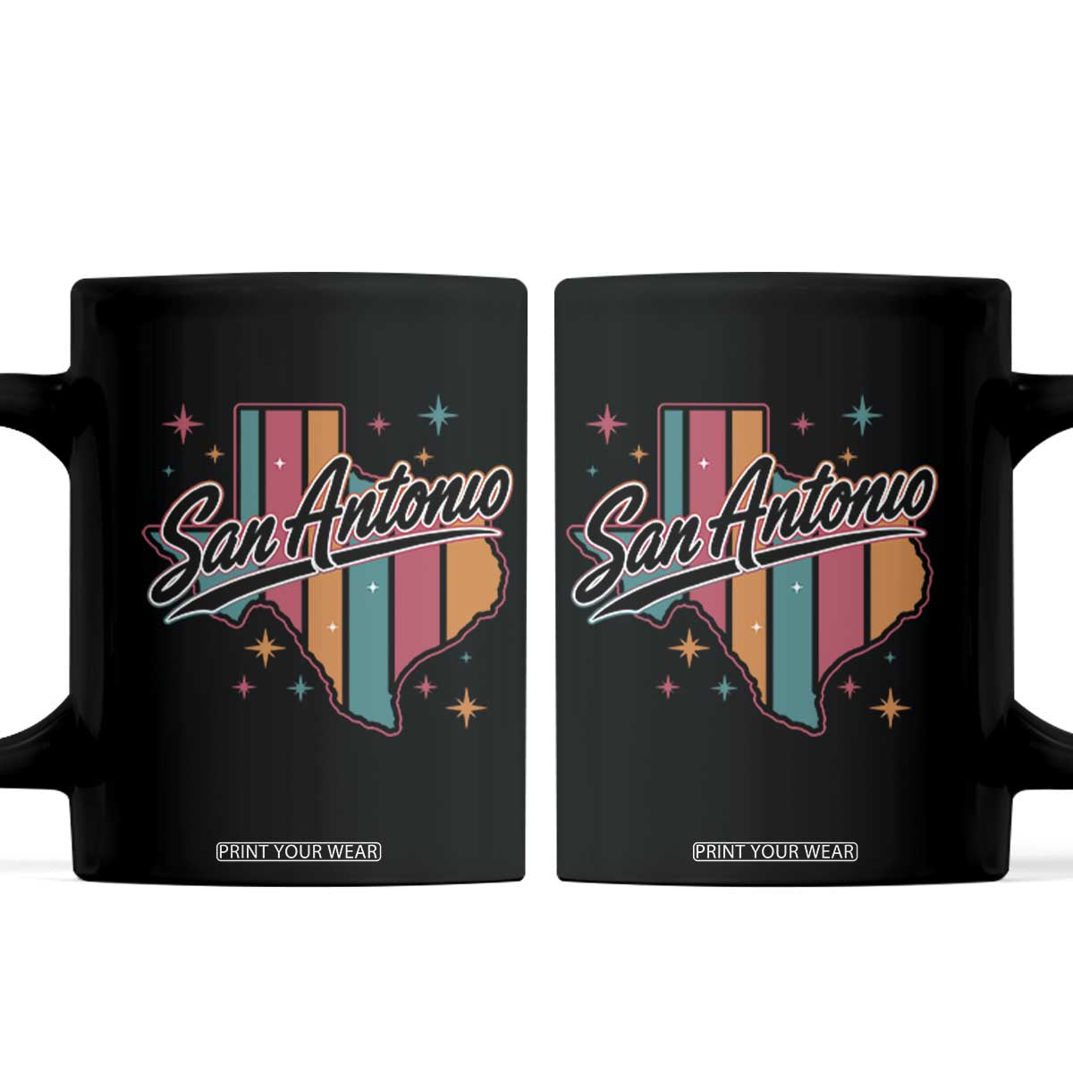 San Antonio Game Day Spirit Coffee Mug Texas Map Pride TS12 Black Print Your Wear