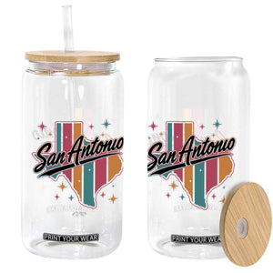 San Antonio Game Day Spirit Glass Can Texas Map Pride TS12 Print Your Wear