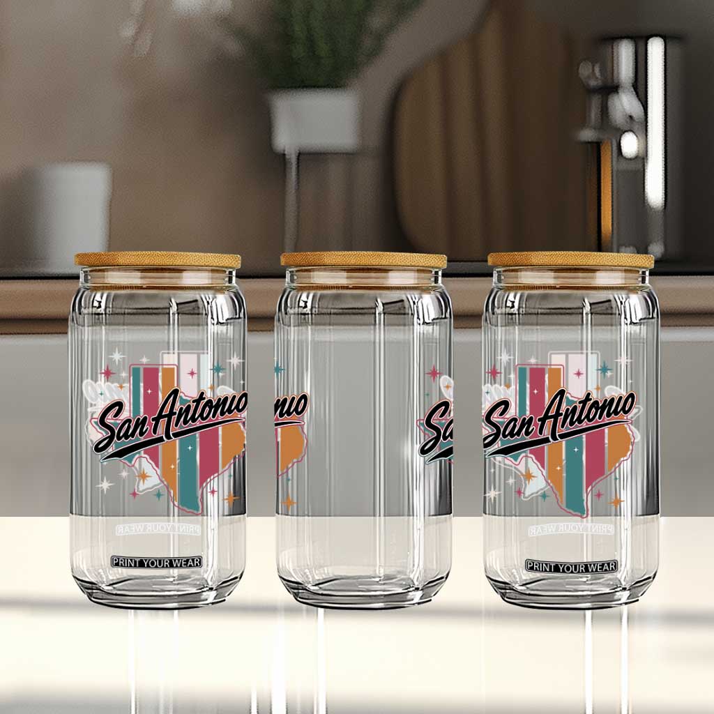 San Antonio Game Day Spirit Glass Can Texas Map Pride TS12 Print Your Wear