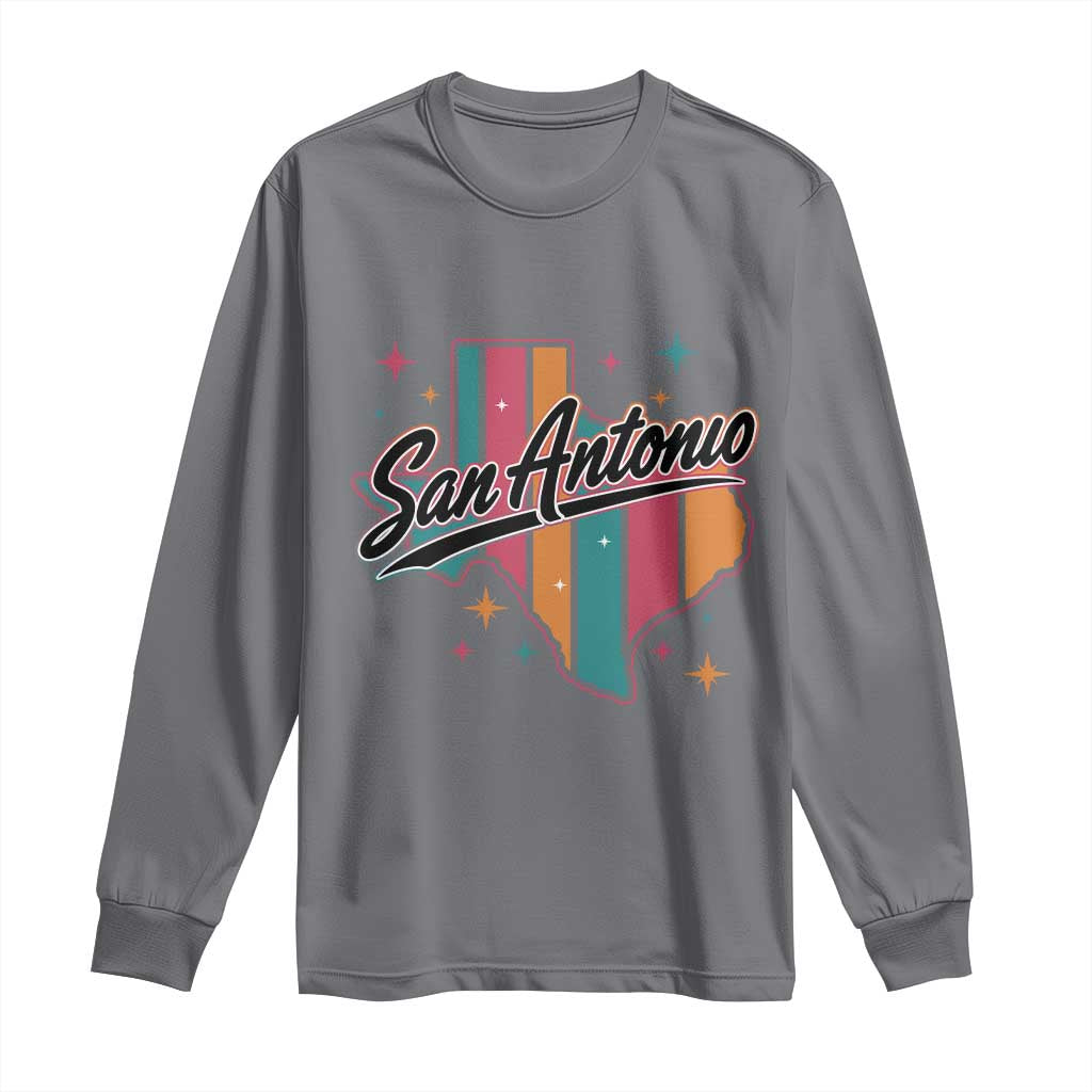 San Antonio Game Day Spirit Long Sleeve Shirt Texas Map Pride TS12 Charcoal Print Your Wear