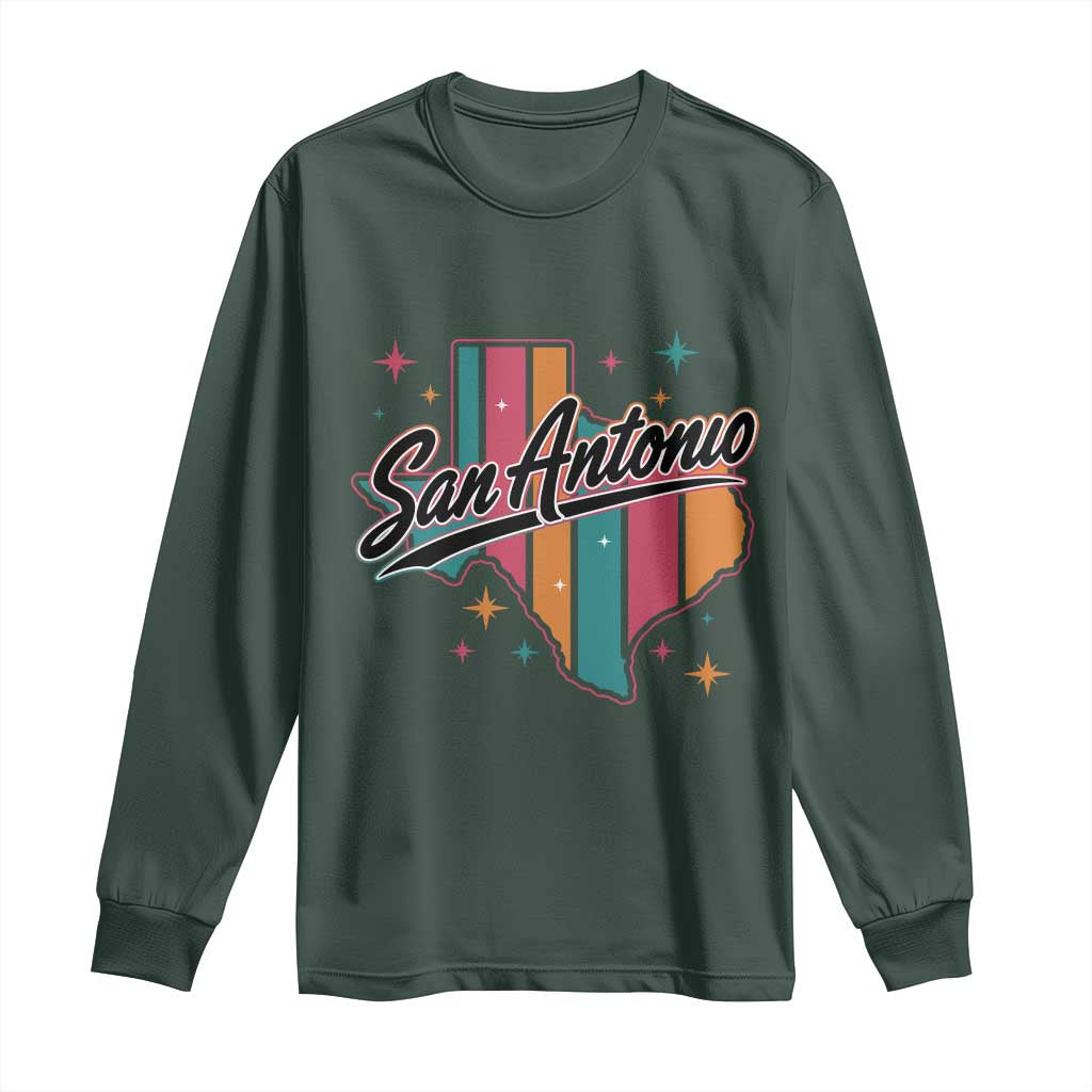 San Antonio Game Day Spirit Long Sleeve Shirt Texas Map Pride TS12 Dark Forest Green Print Your Wear