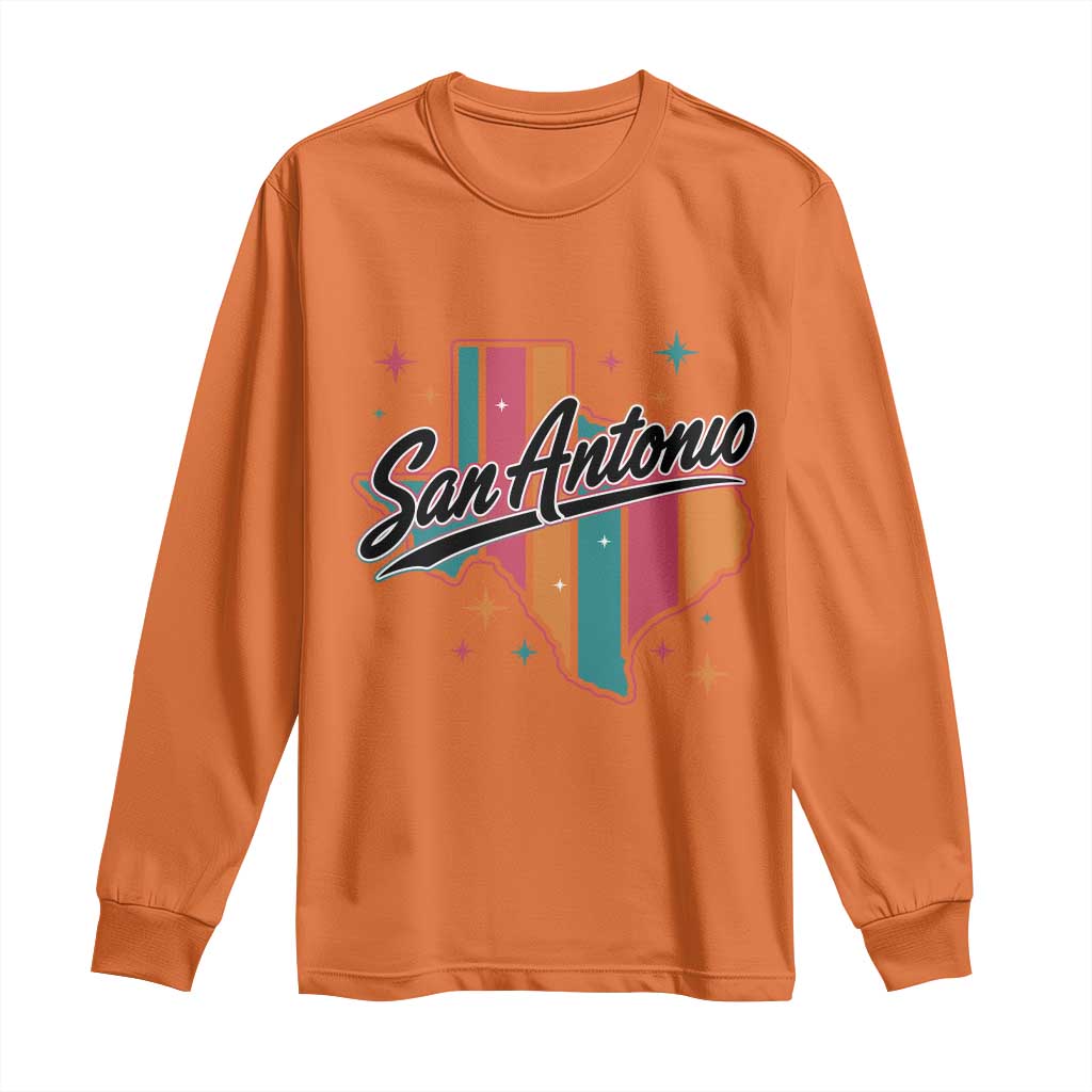San Antonio Game Day Spirit Long Sleeve Shirt Texas Map Pride TS12 Orange Print Your Wear
