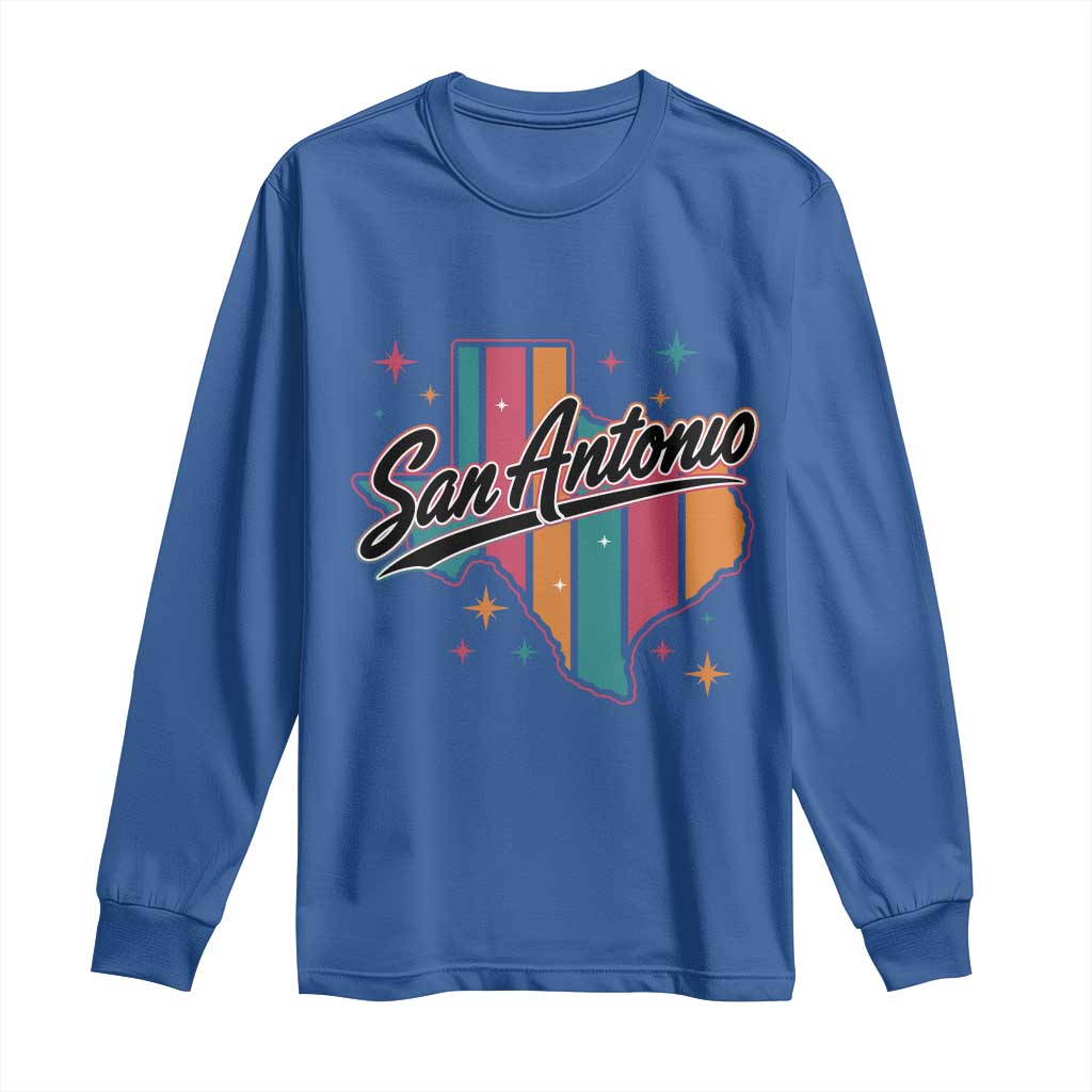 San Antonio Game Day Spirit Long Sleeve Shirt Texas Map Pride TS12 Royal Blue Print Your Wear