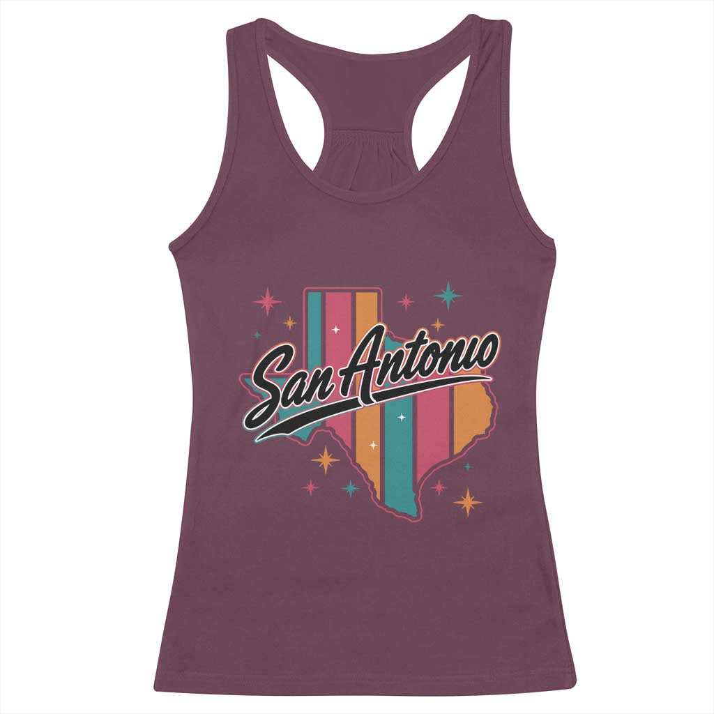 San Antonio Game Day Spirit Racerback Tank Top Texas Map Pride TS12 Maroon Print Your Wear