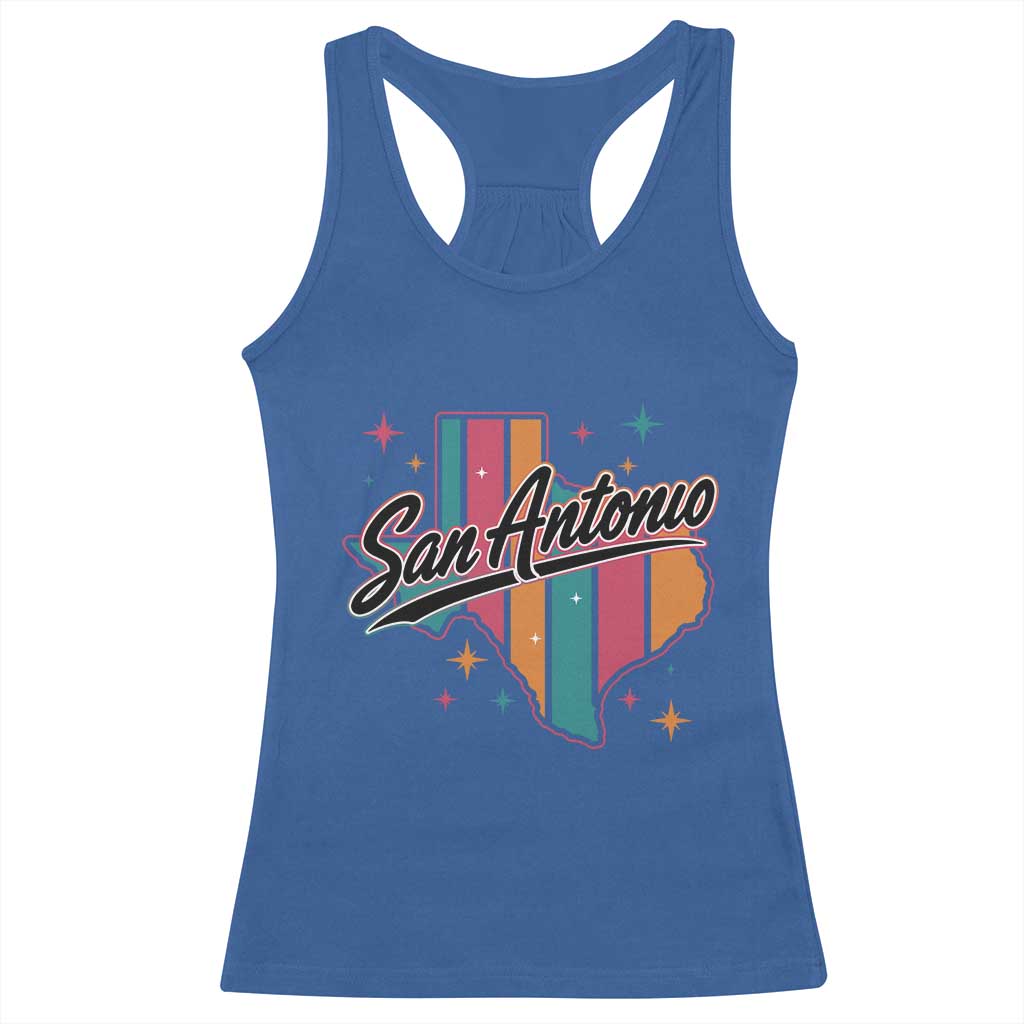 San Antonio Game Day Spirit Racerback Tank Top Texas Map Pride TS12 Royal Blue Print Your Wear