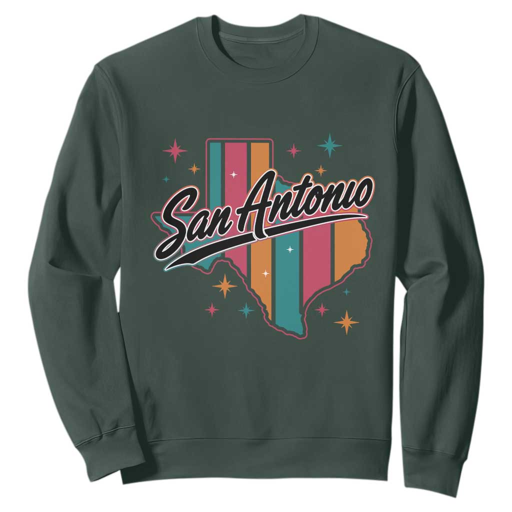 San Antonio Game Day Spirit Sweatshirt Texas Map Pride TS12 Dark Forest Green Print Your Wear