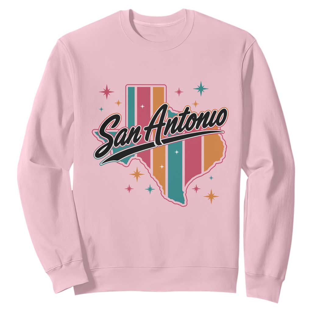 San Antonio Game Day Spirit Sweatshirt Texas Map Pride TS12 Light Pink Print Your Wear